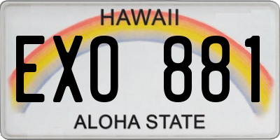 HI license plate EXO881