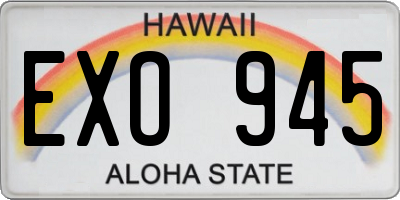 HI license plate EXO945