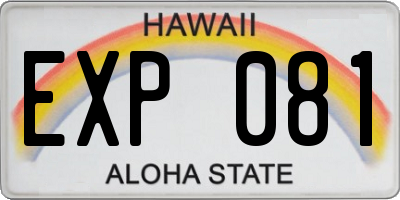 HI license plate EXP081