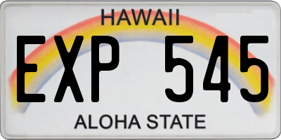 HI license plate EXP545