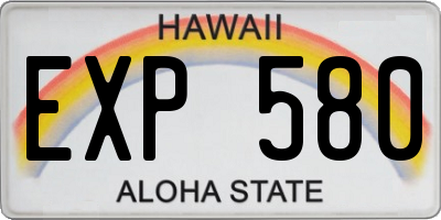 HI license plate EXP580