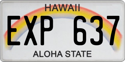 HI license plate EXP637