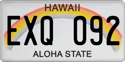 HI license plate EXQ092