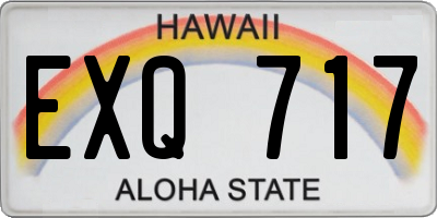 HI license plate EXQ717