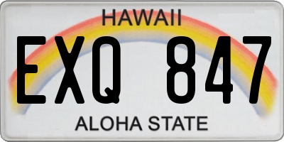 HI license plate EXQ847