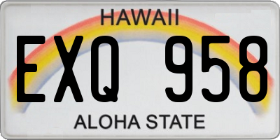 HI license plate EXQ958