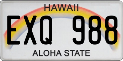HI license plate EXQ988