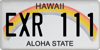 HI license plate EXR111