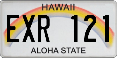 HI license plate EXR121