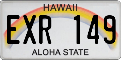 HI license plate EXR149