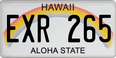 HI license plate EXR265