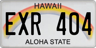 HI license plate EXR404