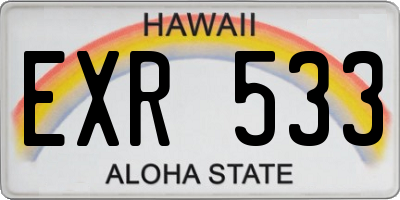 HI license plate EXR533