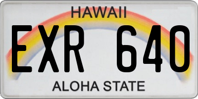 HI license plate EXR640