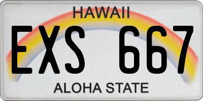 HI license plate EXS667