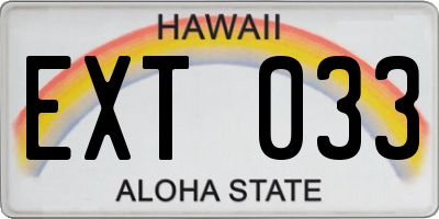 HI license plate EXT033