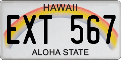 HI license plate EXT567