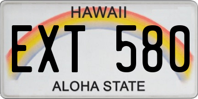HI license plate EXT580