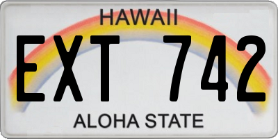 HI license plate EXT742