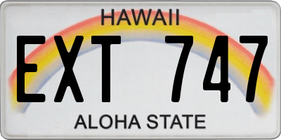 HI license plate EXT747