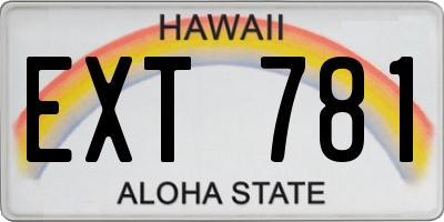 HI license plate EXT781