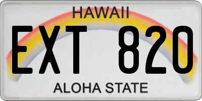 HI license plate EXT820
