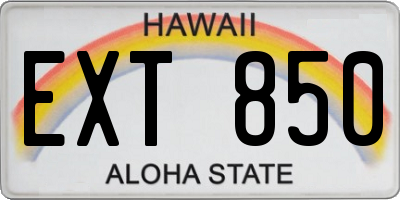 HI license plate EXT850