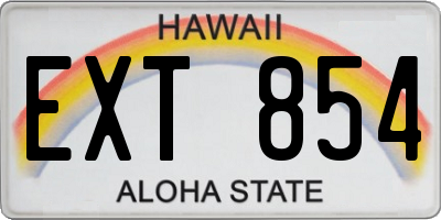 HI license plate EXT854