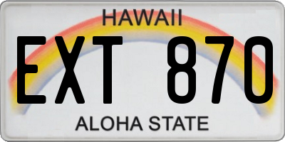 HI license plate EXT870