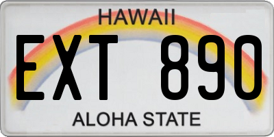 HI license plate EXT890