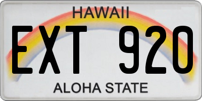 HI license plate EXT920