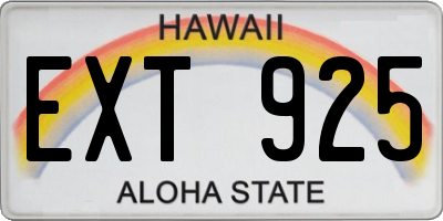 HI license plate EXT925