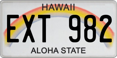 HI license plate EXT982
