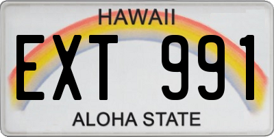 HI license plate EXT991