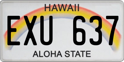 HI license plate EXU637