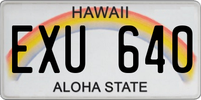 HI license plate EXU640