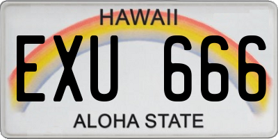 HI license plate EXU666