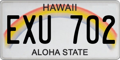 HI license plate EXU702