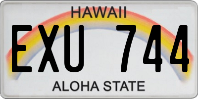 HI license plate EXU744