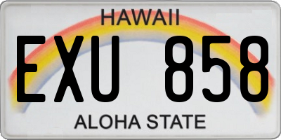 HI license plate EXU858