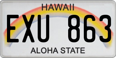 HI license plate EXU863