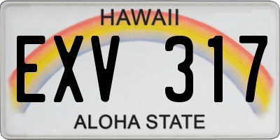 HI license plate EXV317