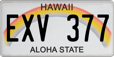 HI license plate EXV377