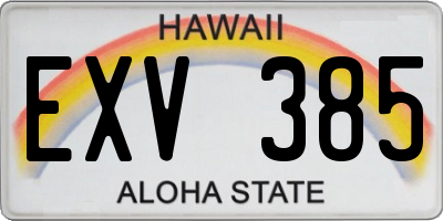 HI license plate EXV385