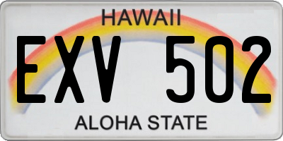 HI license plate EXV502