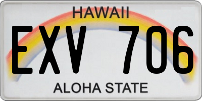 HI license plate EXV706