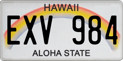 HI license plate EXV984