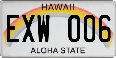 HI license plate EXW006