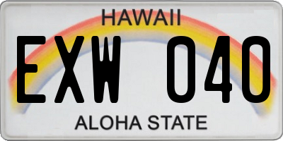 HI license plate EXW040