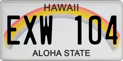 HI license plate EXW104